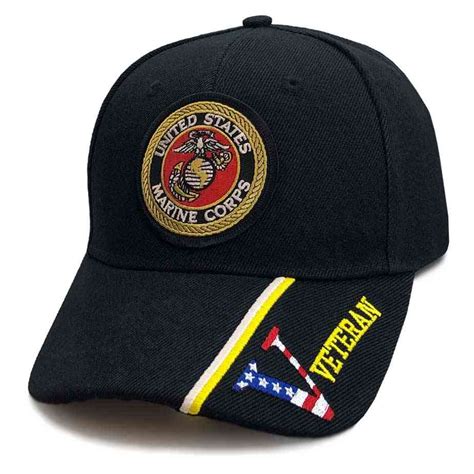 Us Marine Corps Custom Edition Hat In Black W Veteran