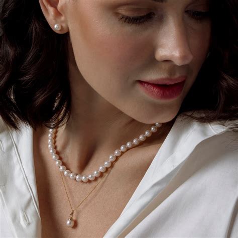 Mm Japanese Akoya White Choker Length Pearl Necklace Aa Quality