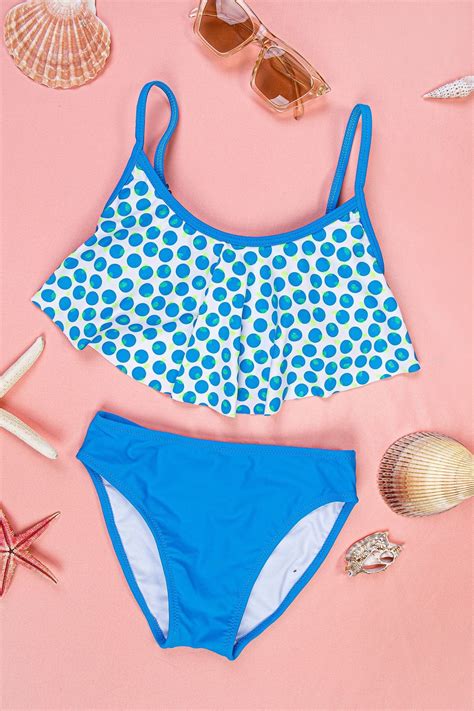 Meba Kız Çocuk Mavi Puanlı Esnek Volanlı Etekli Bikini Takım Fiyatı Yorumları