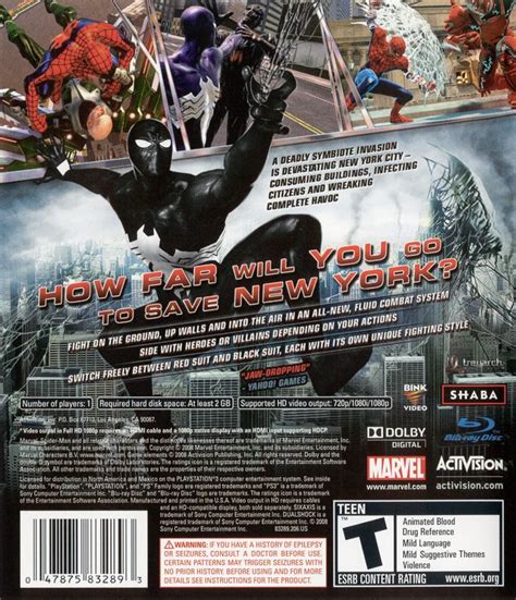 Spider-Man: Web of Shadows (2008) PlayStation 3 box cover art - MobyGames