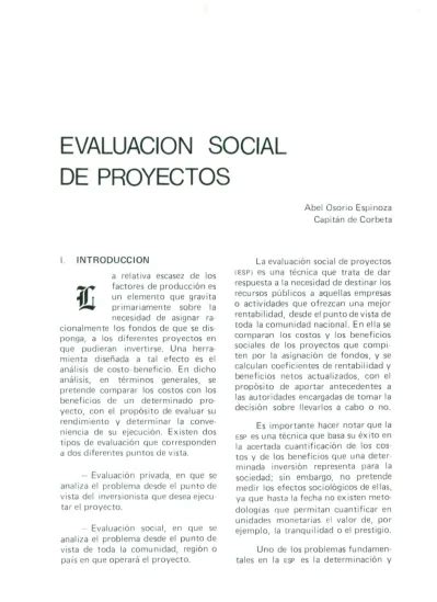 Evaluacion Social De Proyectos