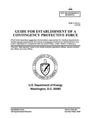 Fillable Online Guide For Establishment Of A Contingency Protective