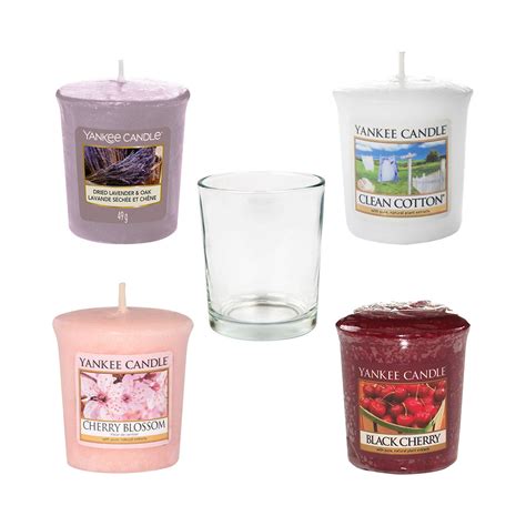 Yankee Candle Classic Votive Scented Candles And A Clear Votive Holder