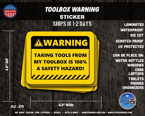 Toolbox Tools Mechanic Cars Trucks Warning Die Cut Stickers Stickers ...