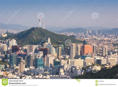 Skyline Da Cidade De Seoul A Melhor Vista De Coreia Do Sul Foto De