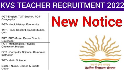 Kvs Teachers Recruitment I Pgt Tgt Prt Others All Subjects I New