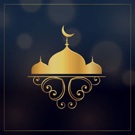 Golden Mosque With Floral Decoration For Eid Festival Download Free