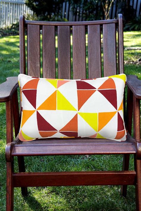 Outdoor Lumbar Pillows Rectangle 12x20 Inch Red Triangle 2 Packs Patio