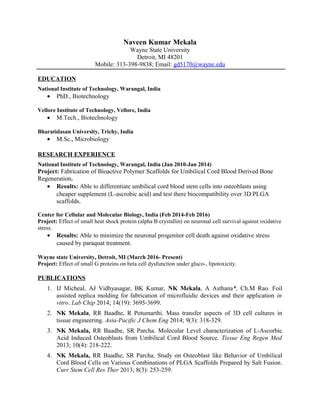 Naveen Kumar Resume Pdf