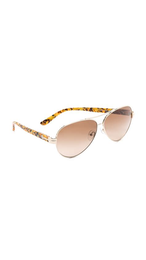 Tory Burch Modern Aviator Sunglasses In Brown Lyst