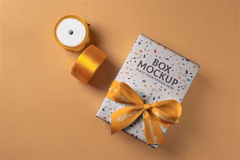 Caja De Regalo Decorada Con Cinta Y Lazo Archivo PSD Premium