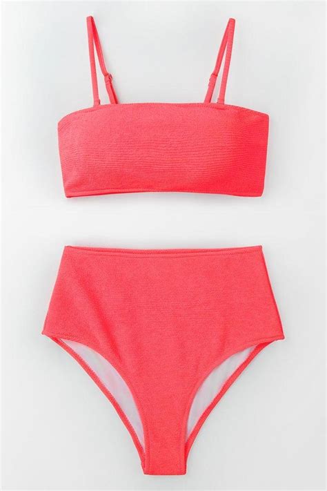 EnvyWe CupShe Womens CUPSHE Neon Pink High Waisted Bikini EnvyWe