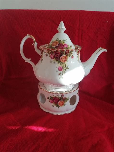 Royal Albert Old Country Roses Teapot And Warming Stand Both First