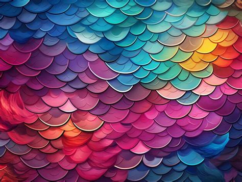 Premium Photo Vector Fantasy Mermaid Scales Seamless Pattern