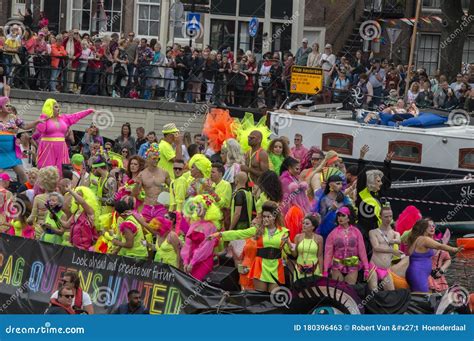 Drag Queen United Boat At The Gay Parade At Amsterdam The Netherlands 2019 Editorial Stock Photo