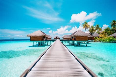 Premium Ai Image Maldives Paradise Island Generative Ai