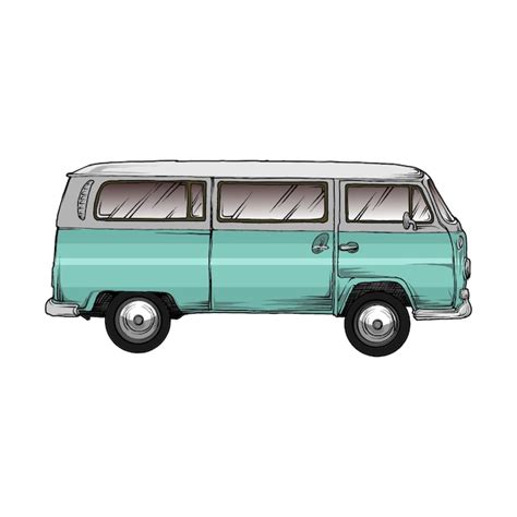 Vw kombi car in hand drawing | Premium Vector