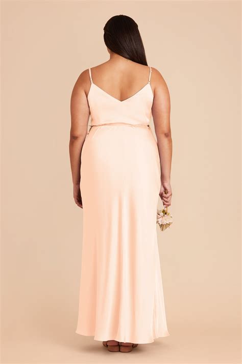 Cindy Matte Satin Bridesmaid Dress Peach Cream Page Birdy Grey