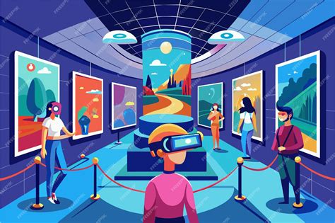 Premium Vector | VR mockup for a virtual reality art gallery tour