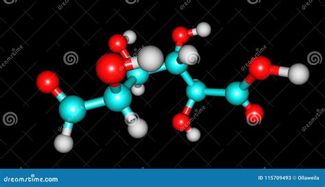 Glucuronic Acid Molecular Structure Isolated On Black Stock