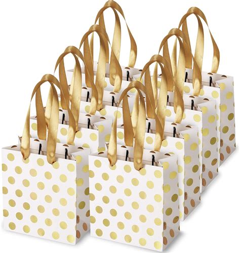 Small Gift Bags With Ribbon Handles Gold Mini Gift Bag For Birthday