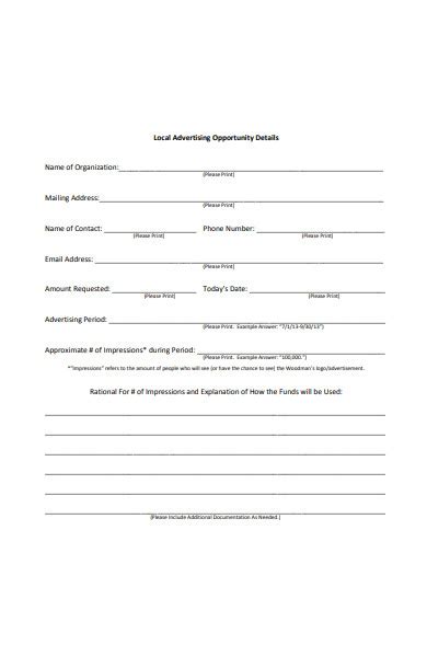 advertising request forms   ms word