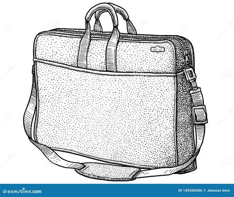 Computer Bag Illustration Drawing Engraving Ink Line Art Vector