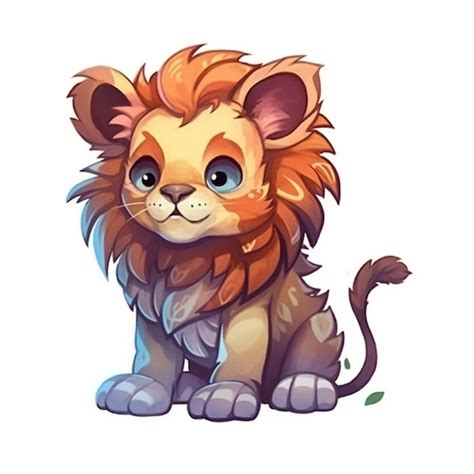 Premium Photo Cartoon Lion Sitting On The Ground With A Leaf In Its