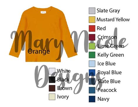 Every Color Color Chart, Unisex Color Chart, Blanks Boutique Color ...