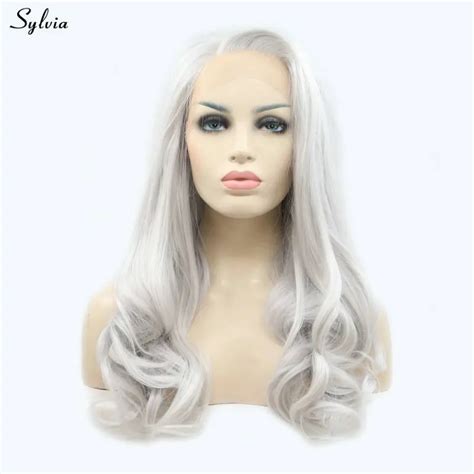 Sylvia Silver Gray Wig Body Wave Natural Long Hair Synthetic Lace Front