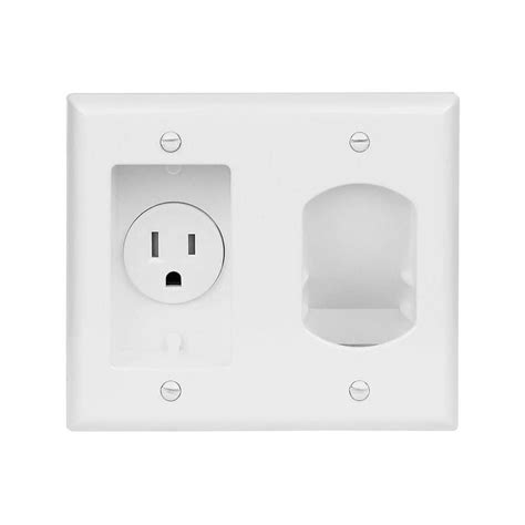 2 Gang Low Voltage Pass Through Cable Concealer Wall Plates With Recessed Power Primecables®