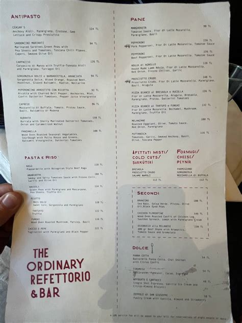 Menu at the ordinary, Istanbul