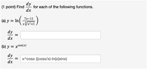 Solved Point Find Dydx For Each Of The Following Chegg