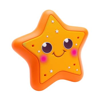 Estrela Laranja Colorida Carinha Sorridente E Olhos Grandes Png