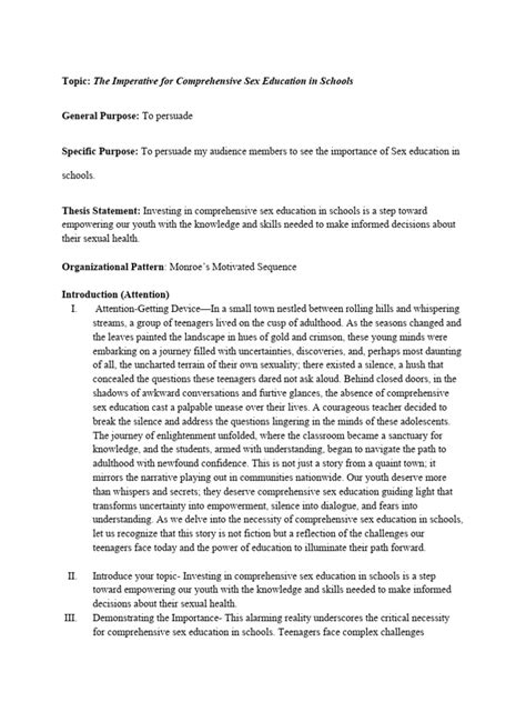 Persuasive Outline Pdf Sex Education Unintended Pregnancy