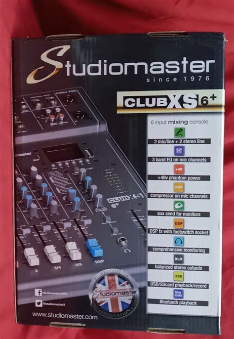 Studiomaster Club Xs Channel Mixer Desk Usb Sd Recorder Bt Home