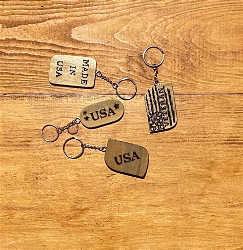 Handmade Wooden Keychains Veteran Keychains Us Flag Made In Usa Usa