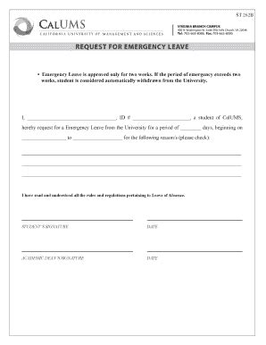 Emergency Leave Form Fill Online Printable Fillable Blank Pdffiller