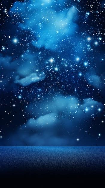 Cielo Azul Con Estrellas Y Nubes Sobre Un Fondo Oscuro Foto Premium