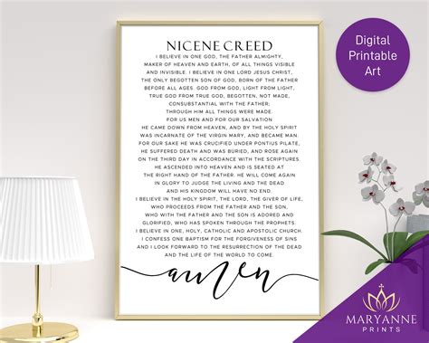 Nicene Creed Printable Nicene Creed Prayer Catholic Prayer Etsy Uk