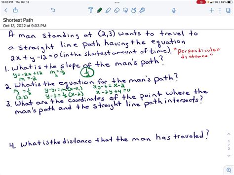 Solved Equation Of A Straight Line Path Is 2x Y 12 0 A Man Is Standing At A Point 2 3