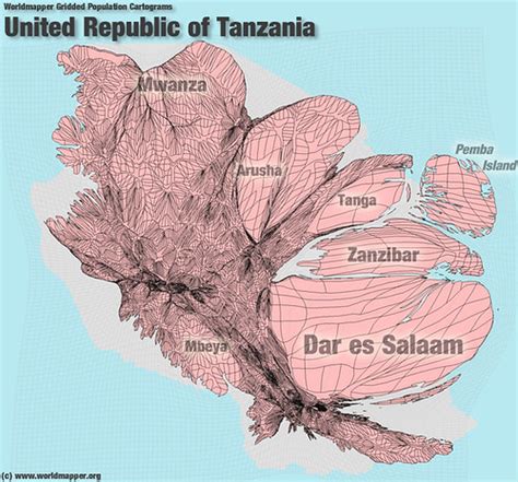 United Republic Of Tanzania Population Cartogram A Map Fro… Flickr