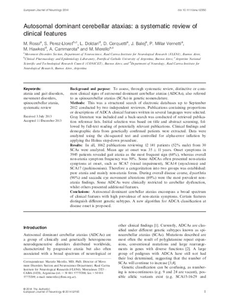 Pdf Autosomal Dominant Cerebellar Ataxias A Systematic Review Of