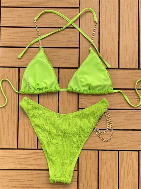 Chain Linked Triangle Bikini Swimsuit Shein Usa