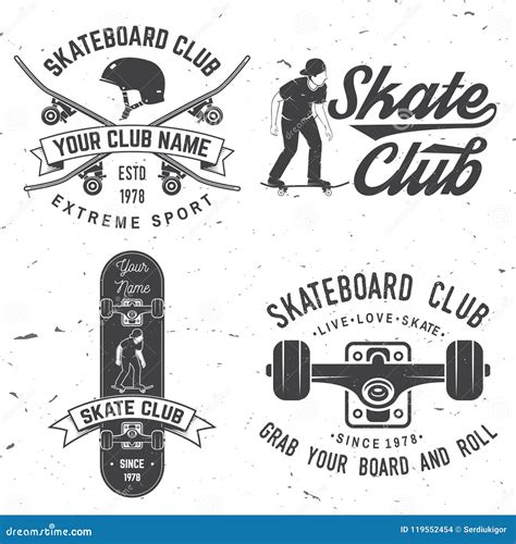 Skateboard Club Badge Vector Illustration Stock Vector Illustration