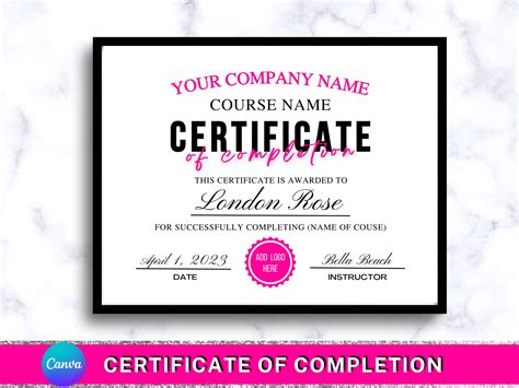 certificate  completion template beauty  certificate editable