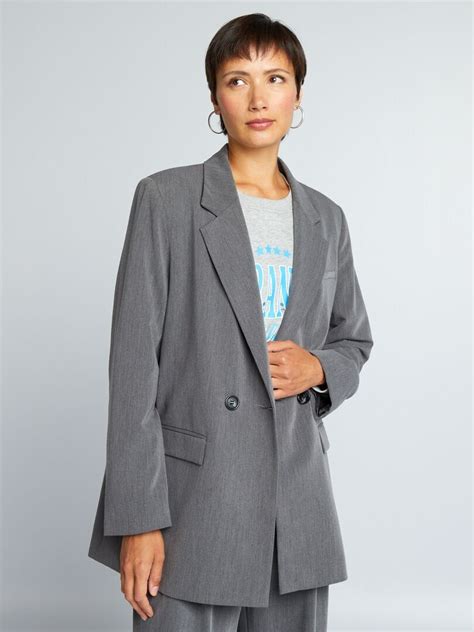 Chaqueta Blazer Oversize Gris Kiabi