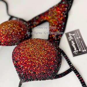 Fiery Competition Bikini Set Rhinestone Fitness IFBB WBFF Velvet Figure Competition Suit