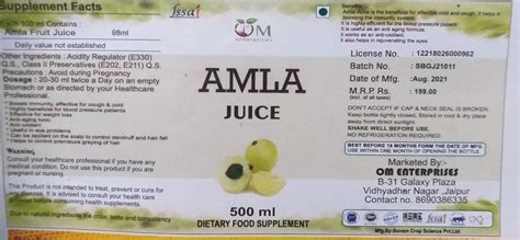 Om Amla Juice Packaging Size 500 Ml Liquid At Rs 150 Bottle In