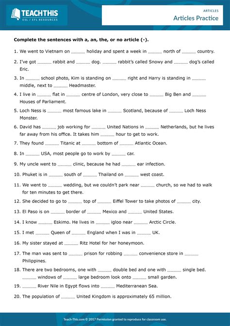 Articles In English Grammar Exercises Pdf